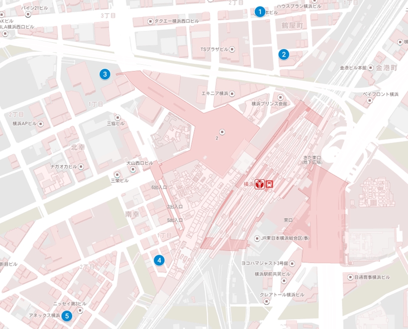 横浜駅周辺のガールズバーの地図
