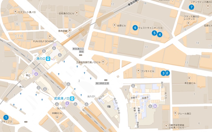 溝の口駅周辺のガールズバーマップ